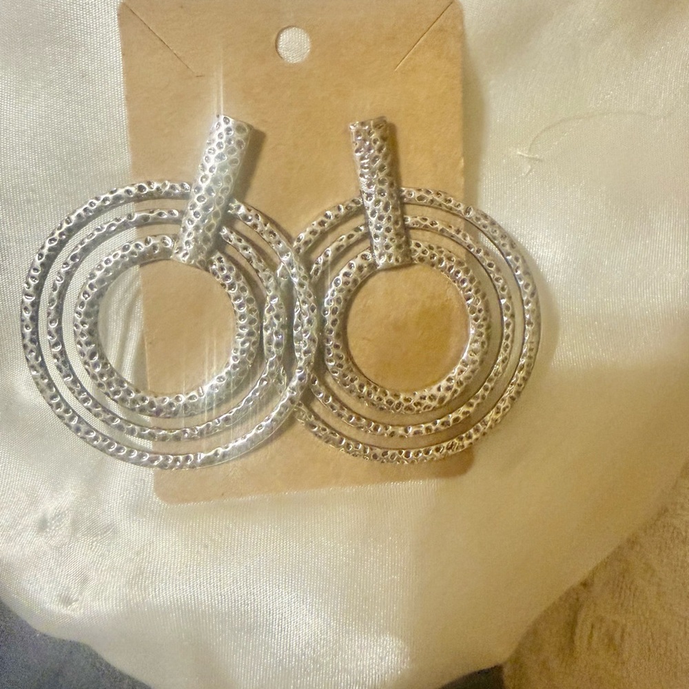 Chic Textured Silver Hoop Earrings